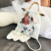 Yunzhiqi Chinese Style Ancient Style Hand Bag Crossbody Bag Pearl Organza Bag Fairy Bag Han Chinese Clothing Accessories Clutch Bag