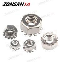 ✥ ZONSANTA K-Lock Nut M3 M4 M5 M6 M8 K-type Gear K Lock Nuts DIY 304 Stainless Steel Keps Nuts Toothed Polydentate Hex K Nut