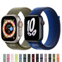 [HOT CHALIUIUILILXWE 607] สายผ้าไนลอนสำหรับสายคาด Apple Watch สายนาฬิกา45มม. 41มม. 44มม. 40มม. 42มม. 38มม. สายนาฬิกาข้อมือ Correa IWatch Series 8 7 6 5 4 3 SE Ultra 49มม.