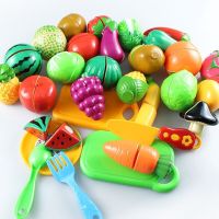 ของเล่นพลาสติกสำหรับเรียนรู้แบบ Montessori อาหารของเล่นเพื่อการเรียนรู้สำหรับของเล่นเครื่องครัวเด็กผักผลไม้แบบ Diy