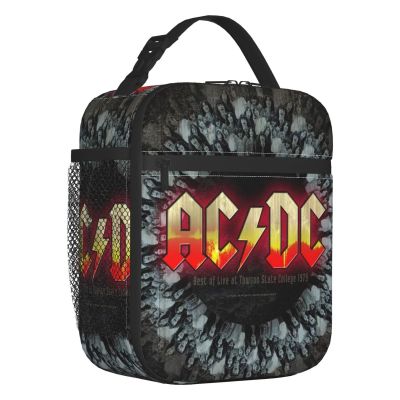 Vintage Rock AC DC Heavy Metal Resuable Lunch Box Women Music Band Cooler Thermal Food Insulated Lunch Bag Office Work