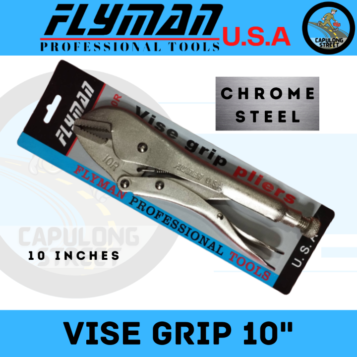 Capulong Street Flyman Vise Grip Plier 10" Gray And Blue Locking Plier