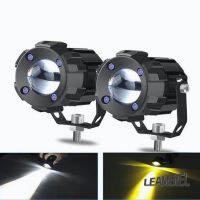 LEAM ไฟสปอร์ตไลท์กระจกมอเตอร์ไซค์ Led 1คู่,ไฟหน้าโคมไฟภายนอกแบบบูรณาการลำแสงต่ำอะไหล่แต่ง【fast】