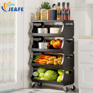 Multi-layer floor movable kitchen basket for fruit and vegetables storage