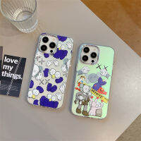 เคสโทรศัพท์สลายเลเซอร์การชุบคุณภาพสูงสำหรับ IPhone 11 12 13 14 Pro Max เคสเคสมือถือกันกระแทกหมีสีเทาสีน้ำเงินลายการ์ตูนฝาหลัง