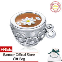 BAMOER แท้925เงินสเตอร์ลิงดอกไม้ Teacup ลูกปัดสำหรับผู้หญิงสร้อยข้อมือเดิม DIY เครื่องประดับแฟชั่น SCC1915