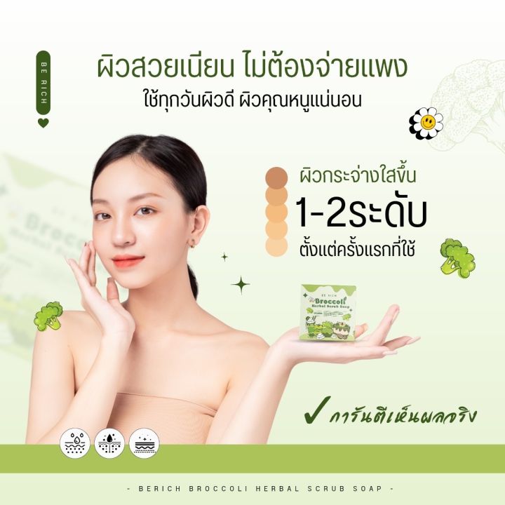 สบู่สครับบล็อคโคลี่-30กรัม-ผลัดเซลล์ผิว-ผิวนุ่มเนียนใส-สบู่ขัดผิว-ใช้ได้ทั้งผิวหน้าและผิวกาย