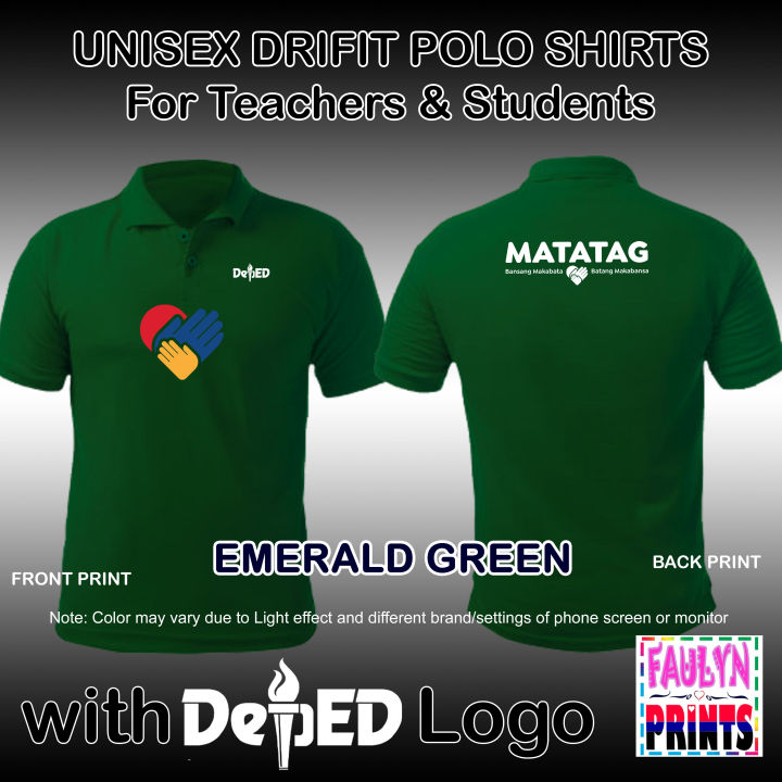 DepEd MATATAG Logo Printed on PREMIUM GREEN POLO SHIRTS & T-SHIRTS ...