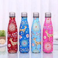 500ml Cartoon Deer Vacuum Cup Insulated Stainless Steel Water Bottle Coffee Thermos Portable Travel Sport Drink Bottle Gift