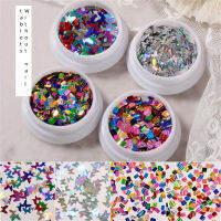 LOVELINFU Glitter เเวววาวติดเล็บเกล็ดสี่เหลี่ยมสี่เหลี่ยมลายผีเสื้อรูปดาวเลื่อมผีเสื้ออุปกรณ์เล็บรูปลอกสำหรับตกแต่ง3มิติ1กล่อง