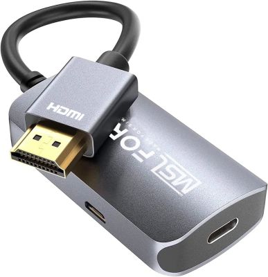 HDMI ตัวผู้ไปเป็น USB C อะแดปเตอร์ตัวเมียสายเคเบิลไมโครโฟนแลปท็อปหลายทิศทาง,เอาต์พุต3.1รองรับ HDR 4K/1080P สำหรับออดิโอวิดีโอ
