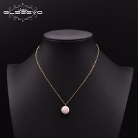 GLSEEVO 925 Sterling Silver Natural Fresh Water Baroque Flat Pearl Necklace For Women Party Wedding Fine Jewellery Kolye GN0109