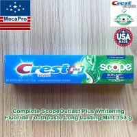 Crest® Complete Scope Outlast Plus Whitening Fluoride Toothpaste, Long Lasting Mint 153 g ยาสีฟันป้องกันฟันผุ ขจัดคราบเพื่อให้ฟันขาวขึ้น