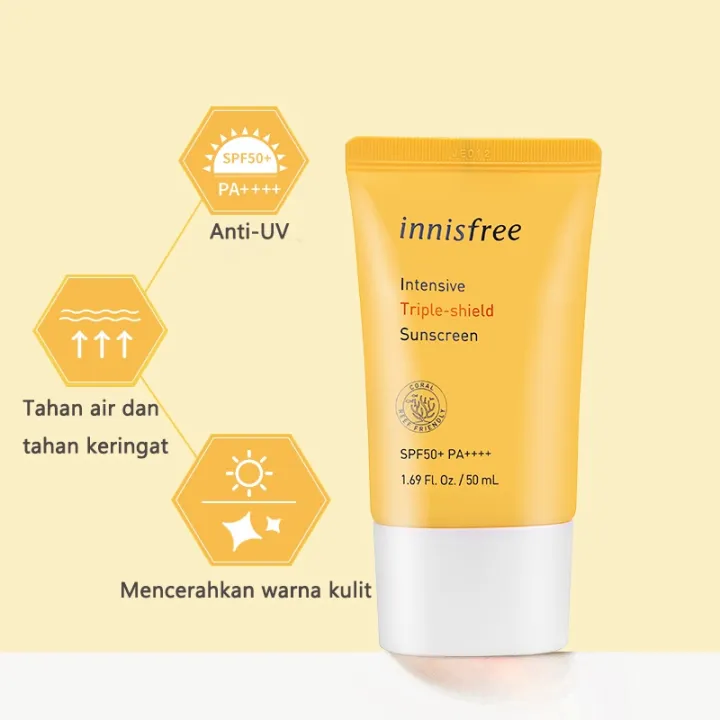【Ikuti kupon toko】Innisfree Intensive Triple Shield Sunscreen SPF50+ PA++++ 50ML Korean Original