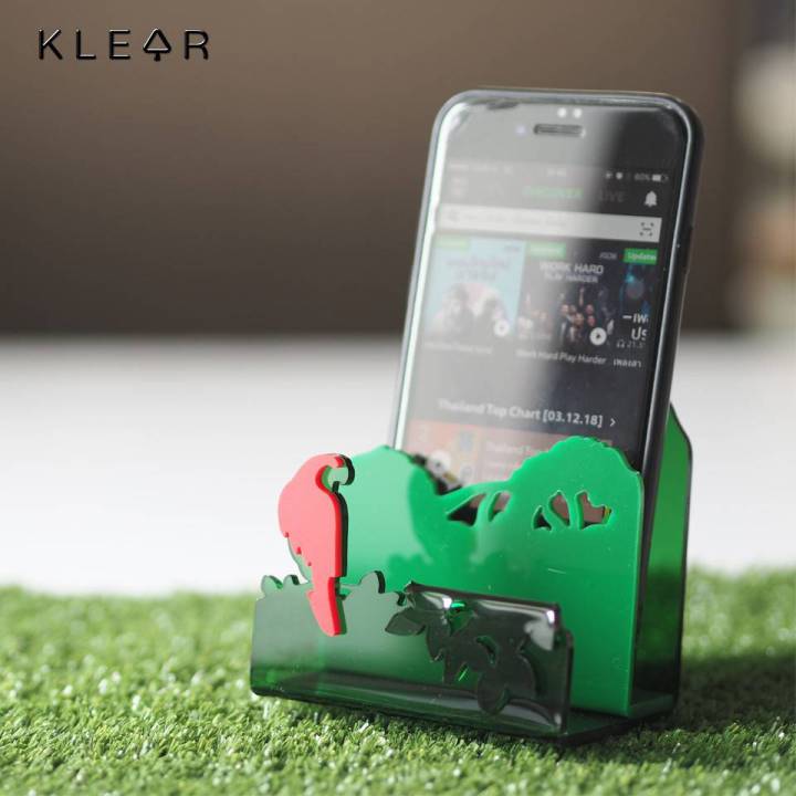 klearobject-desktop-nature-parrot-phone-stand-แท่นวางโทรศัพท์มือถือ-วัสดุอะคริลิค-ขาตั้งมือถือ-ขาตั้งโทรศัพท์-ที่วางโทรศัพท์มือถือ-ที่วางมือถือ-วางมือถือ