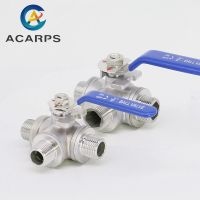 1/2" 3/4" BSP Male Thread  3 Way Ball Valve DN15 DN20 Stainless Steel 304 Valve Handle Valves L T Port