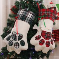 20x45cm Cats Paw Socks Christmas Tree Pendant Christmas Decoration Gift Christmas Stocking Family Christmas Decorations Socks Tights