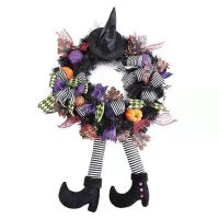 Halloween Decorations Wreath Door Decor Wreaths Pumpkin Garland Pendant Window Hanging Ornament Party Decor