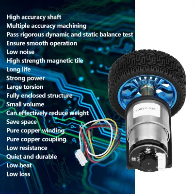 DC Gear Motors, Encoder Motor 15.5mm Shaft Diameter Strong Power with Bracket Wheel for DIY Smart Car
