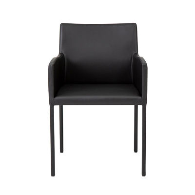Modernform เก้าอี้ทานอาหาร รุ่น Airy หุ้มหนังแท้ สีดำ สไตล์โมเดอร์น ทรงเพรียวบาง พร้อมที่วางแขน W55 X D56 X H82 Cm.