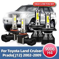 4x LED Headlight H4 Hi/Lo Lamp Bulbs + Fog 9006 Lights Combo Bright Car Light KIt For Toyota Land Cruiser Prado(J12) 2002-2009 Bulbs  LEDs  HIDs