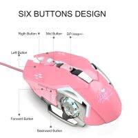 3200DPI Gamer Mice Girly Pink Gaming Mouse with Cool Backlight Wired Womens Mouse for PC Games Gift