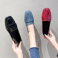 [COD] size single shoes fat wide feet peas flat scoop loafers ladies leather work shoes