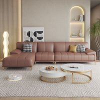 GAZZSI Light Luxury Piano Keys Genuine Leather Sofa Living Room Modern Simple Size Italian Fabric Sofa