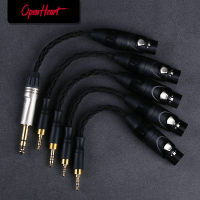 สายอะแดปเตอร์ XLR OPENHEART 4Pin XLR ตัวเมียไปยัง4.4mm2.5mm6.35mm3.5mm3 5 4ขั้วสมดุลกับสายเคเบิลเงินแท้4Pin XLR ตัวเมีย