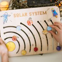 Montessori Wooden Solar System Planets Jigsaw Puzzle Toys Planets Children Early Education Board Game Set Kids Birthday Gifts