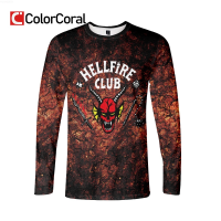 ColorCoral Stranger Things Hellfire Club T-shirts Funny Cartoon Season 4 T Shirt Long Sleeve Men Tshirt Funny Clothing{plenty}