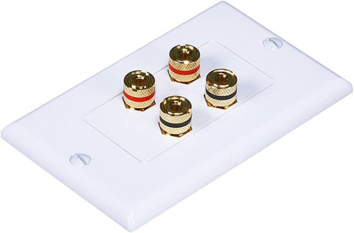 Monoprice High Quality Banana Binding Post Two-Piece Inset Wall Plate for 2 Speakers - Coupler Type 2 Speaker 2-Piece Wall Plate