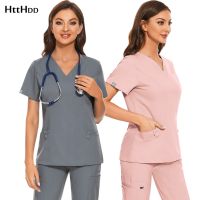 Brand scrub tops for women scrub uniform nursing uniform spa besuty salon workwear slim fit Surgery clothes Dentist overalls Shirt