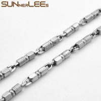 SUNNERLEES 316L Stainless Steel Necklace 4mm Geometric Link Chain High Polishing Silver Color Men Women Gift SC236