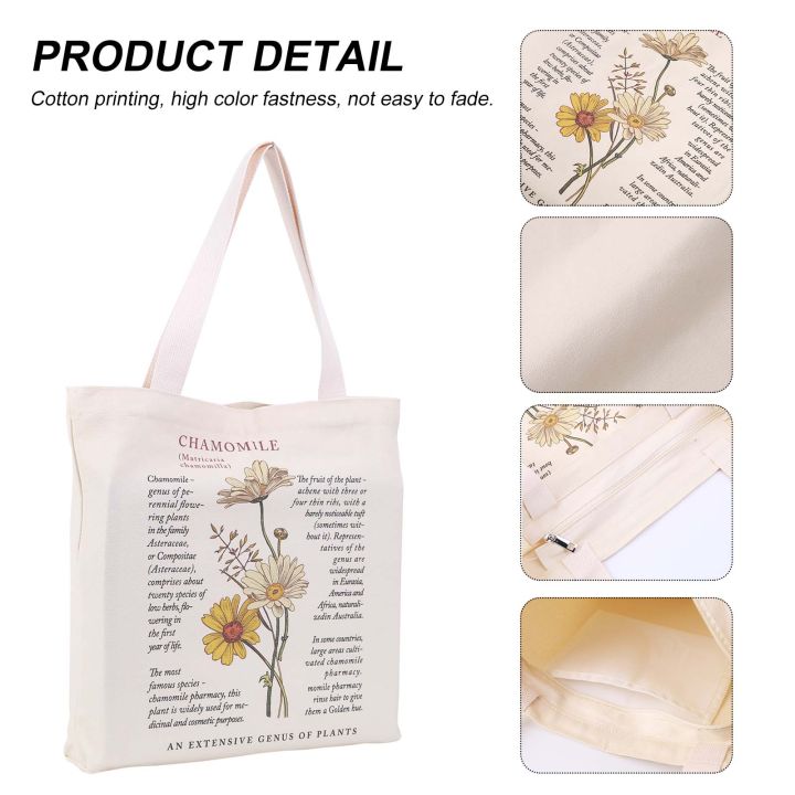 ready-ถุงผ้าใบดอกไม้กระเป๋าศิลปะถุงช้อปปิ้งร้านขายของชำใช้ซ้ำได้ซักได้