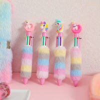 2PCS 6 สีเด็ก Unicorn Plush Ball-point ปากกานักเรียนปากกาเจลสายรุ้ง Fantastic Cartoon Girl ปากกาเขียนด้วยลายมือ-kxodc9393