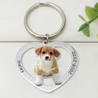 【CW】☍◎๑  Personalized Photo Keychain Custom Picture Chain Dog Birthday Keepsake Memory Jewelry