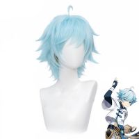 Game Genshin Impact Chongyun Cosplay Wig Chong Yun Light Blue Short Synthetic Hair Halloween Carnival Party Role Play Wigs