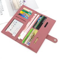 【Lanse store】Wallet Women PU Leather Female Purse Red/black/blue/green/gray/pink Long Bank/ID/credit Card Holder Case