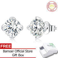 BAMOER 100% 925เงินสเตอร์ลิง Moissanite ต่างหูสตั๊ดสำหรับผู้หญิงของขวัญแต่งงานที่มีคุณภาพสูงพราวต่างหูเครื่องประดับ Fine MSE001