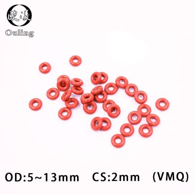 10PC/lot Red Silicone Ring Silicon/VMQ O ring 2mm Thickness OD5/6/7/8/9/10/11/12/13*2mm Rubber O-Ring Seal Gaskets Ring Washer Gas Stove Parts Accesso