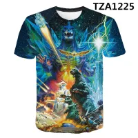 Childrens Short Sleeve T-shirt for summer new style large size Godzilla cartoon 3D print half sleeve shirt for childrens clothes loose top