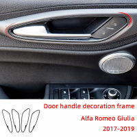 4Pcs ที่จับประตูด้านในกรอบตกแต่งแถบสติกเกอร์รถสำหรับ Alfa Romeo Giulia 2017-2019อุปกรณ์ตกแต่งภายใน