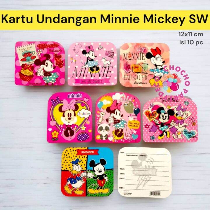 Kartu Undangan Ulang Tahun MICKEY MINNIE MOUSE SW Isi 10 pc / Kartu