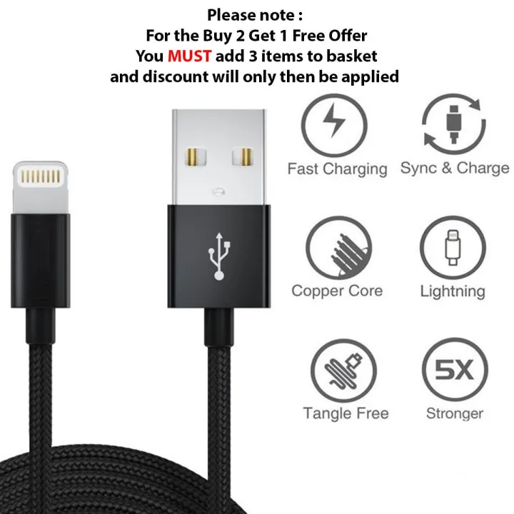 [SONGFUL] 1M/2M/3M Colorful Heavy Duty Metal Braided Lightning USB Charger Cable Fast Charging Cord compatible with iPhone 11 X 8 7 6 Plus 5s SE iPad Sync Data USB Charger Cable