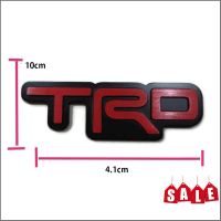 อุปกรณ์เสริมรถยนต์ TRD Logo ดำแดง โลโก้อลูมิเนียม พร้อมกาว ขนาด 10 x 4.1cm Toyota Racing**มาร้านนี่จบในที่เดียว**