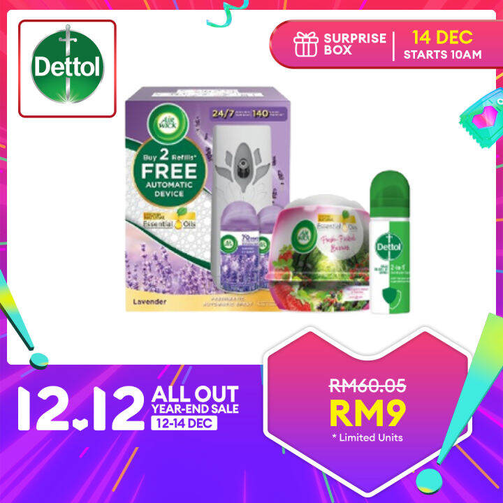 [12 DEC ONLY] Air Wick x Dettol Surprise Box worth RM60 Lazada