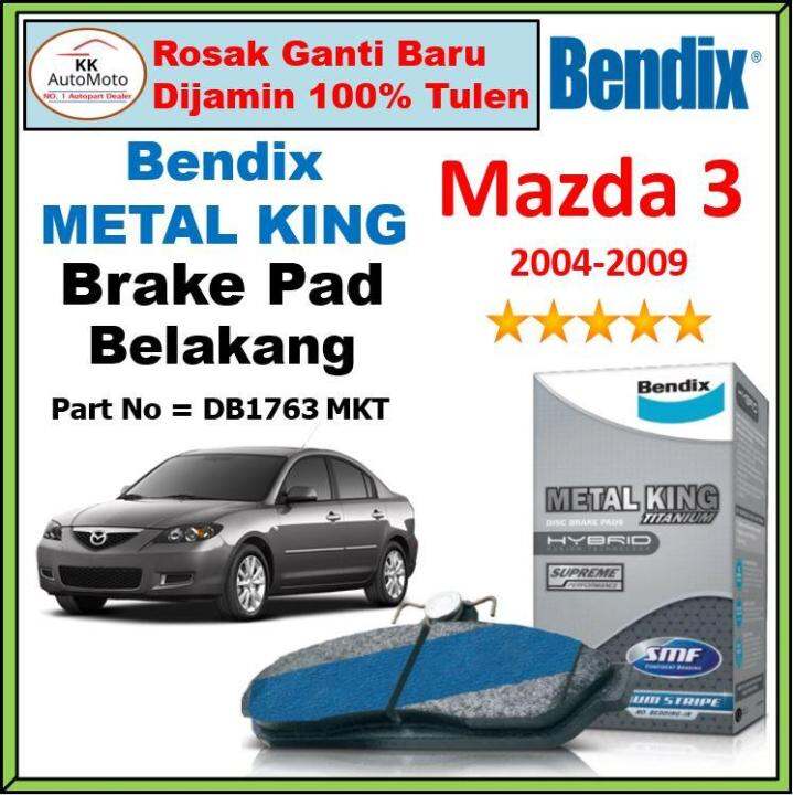 1 Pasang x Bendix Metal King Rear Brake Pad Mazda 3 (20042009