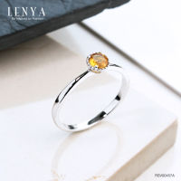 Lenya Jewelry  แหวนเงินแท้ 925ตัวเรือนชุบทองคำขาว ประดับพลอยซิทริน (citrine) ขนาด 4.00 mm เรียบเก๋สะดุดตา