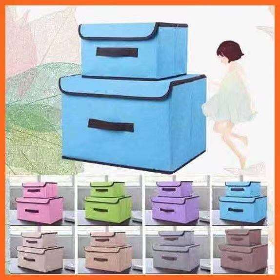 🛒CYFH002🛒 (2in1) Foldable,Lidded Clothes Storage Box Natural Canvas